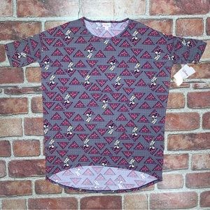 New Lularoe Gray Disney Irma Tunic Top High-Low Minnie Mouse Colorful Size S